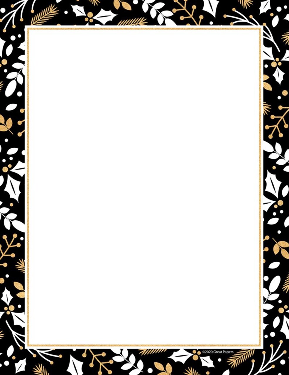 Great Papers! Merry Gold and Black Holiday Letterhead, Invitations and Announcements, Printer Friendly, 8.5" x 11", 80PK